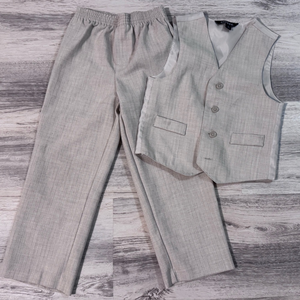 George Boys Light Oat/Cream Formal Vest and Pants Set